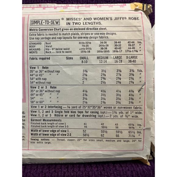 Simplicity 6048 Pattern house coat robe 1970s size 12 - Picture 5 of 5